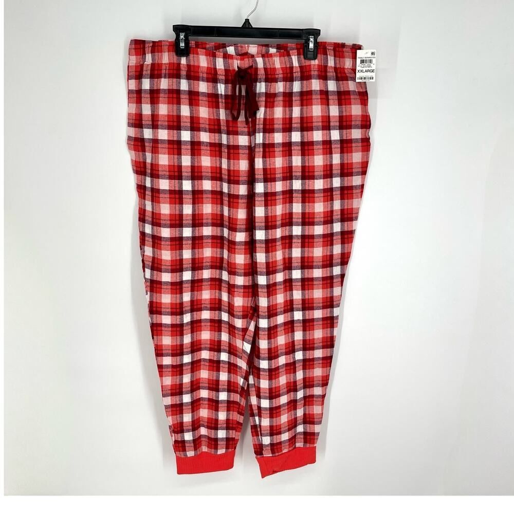 Jenni NWT Women's PJ Pants Relaxed Fit Size XXL Cabin Plaid White Orange